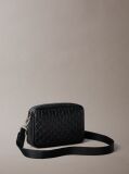 Black Embossed Emblem Logo Camera Bag  Men