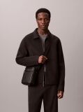 Black Embossed Allover Monogram Reporter Bag  Men