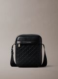 Black Embossed Allover Monogram Reporter Bag  Men