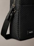 Black Embossed Woven Slim Reporter Bag  Men