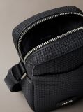 Black Embossed Woven Slim Reporter Bag  Men