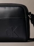 Black Embossed Monogram Logo Camera Bag  Men