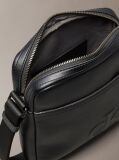 Black Embossed Monogram Logo Reporter Bag  Men