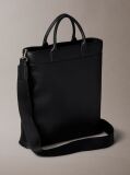 Black Raised Logo Slim Commuter Bag  Men
