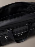 Black Raised Logo Slim Commuter Bag  Men
