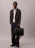 Black Raised Logo Slim Commuter Bag  Men