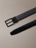 Black Reversible Emblem Logo Belt  Men