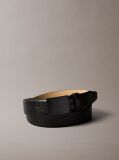 Black Full Grain Leather Plaque Buckle Belt  Men
