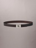 Brown Monogram Plaque Pebble Grain Leather Belt  Men