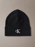 Black Signature Logo Beanie  Men
