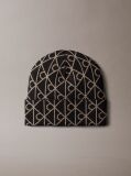 Black Emblem Logo Beanie  Men