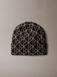 Black Emblem Logo Beanie  Men