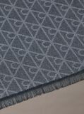 Black Wool Blend Emblem Logo Scarf  Men