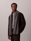 Black Wool Blend Emblem Logo Scarf  Men