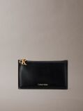 Black Leather Zip Card Holder  Women