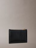 Black Leather Zip Card Holder  Women