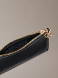 Black Leather Zip Card Holder  Women