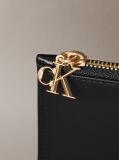 Black Leather Zip Card Holder  Women