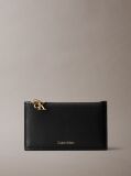 Black Leather Zip Card Holder  Women