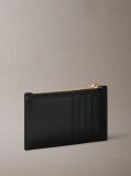 Black Leather Zip Card Holder  Women
