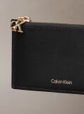 Black Leather Zip Card Holder  Women
