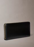 Black Bold Monogram Long Zip Wallet  Women