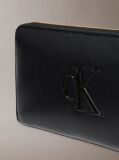 Black Bold Monogram Long Zip Wallet  Women