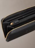 Black Bold Monogram Long Zip Wallet  Women