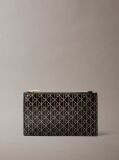 Black Monogram Logo Top Zip Card Holder  Women