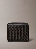 Black Allover Monogram Square Zip Wallet  Women