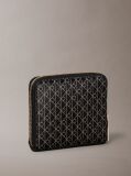 Black Allover Monogram Square Zip Wallet  Women