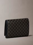 Black Embossed Allover Monogram Trifold Cardholder  Women
