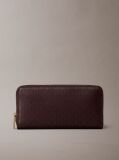 Brown Allover Emblem Logo Zip Wallet  Women