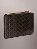Brown Emblem All-Over Print Double-Zip Bifold Wallet  Women