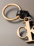 Black Leather Signature Logo Tassel Bag Charm  Women