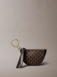 Brown Emblem Logo Mini Zip Pouch Bag Charm  Women