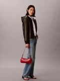 Red Monogram Logo Hardware Shoulder Bag  Women
