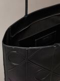 Black Embossed Allover Monogram Logo Tote Bag  Women