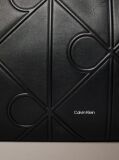 Black Embossed Allover Monogram Logo Tote Bag  Women