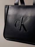 Black Embossed Monogram Logo Tote Bag  Women