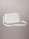 White Embossed Monogram Logo Camera Bag  Women