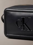 Black Embossed Monogram Logo Camera Bag  Women