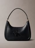 Black Embossed Monogram Logo Shoulder Bag  Women