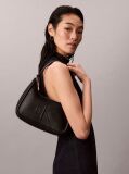Black Embossed Monogram Logo Shoulder Bag  Women