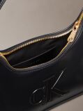 Black Embossed Monogram Logo Shoulder Bag  Women