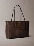 Brown Allover Monogram Logo Tote Bag with Pouch  Women