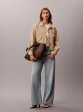 Brown Allover Monogram Logo Tote Bag with Pouch  Women
