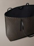 Black Allover Monogram Logo Tote Bag with Pouch  Women