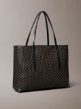 Black Coated Emblem Small Tote Bag  Women