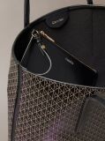 Black Coated Emblem Small Tote Bag  Women